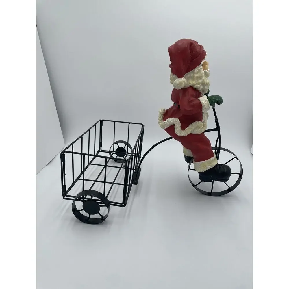 Large Oversized Christmas Decoration Vintage Santa Clause Riding Tricyle Basket